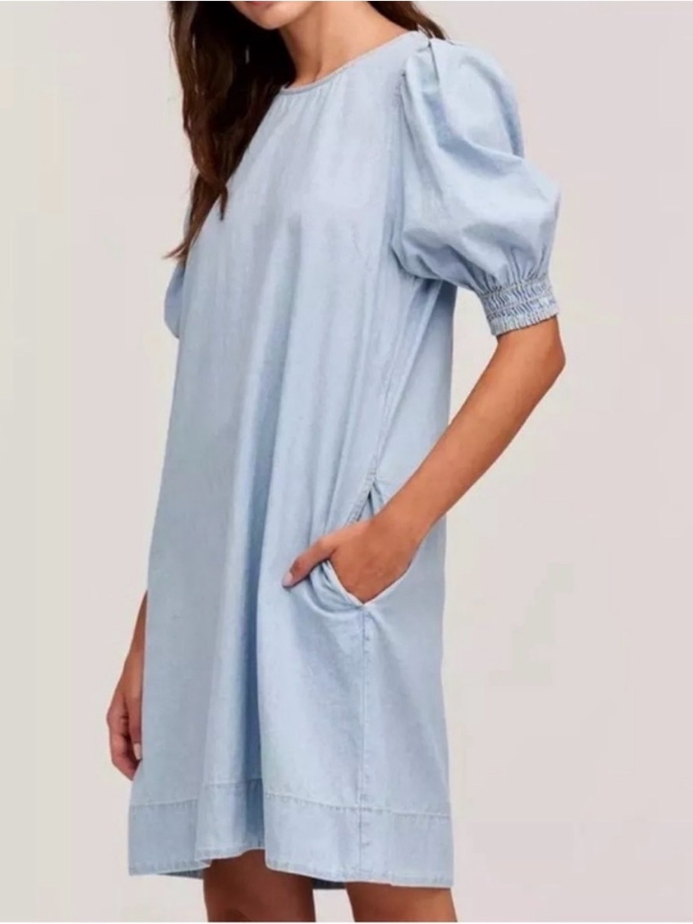 Velvet by Graham & Spencer Naomi Chambray Shift Dress Size Extra Small